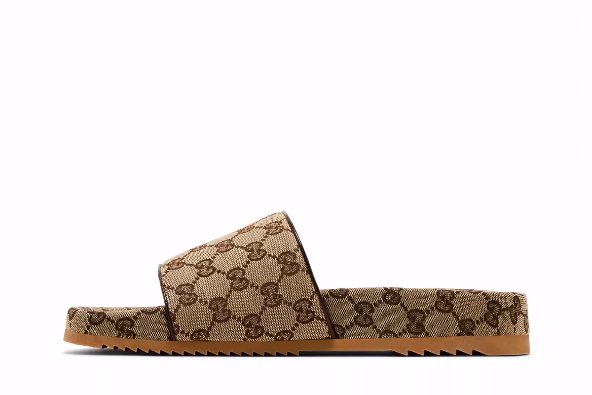 Gucci GG Canvas Slide Sandal Beige Monogram, view 4