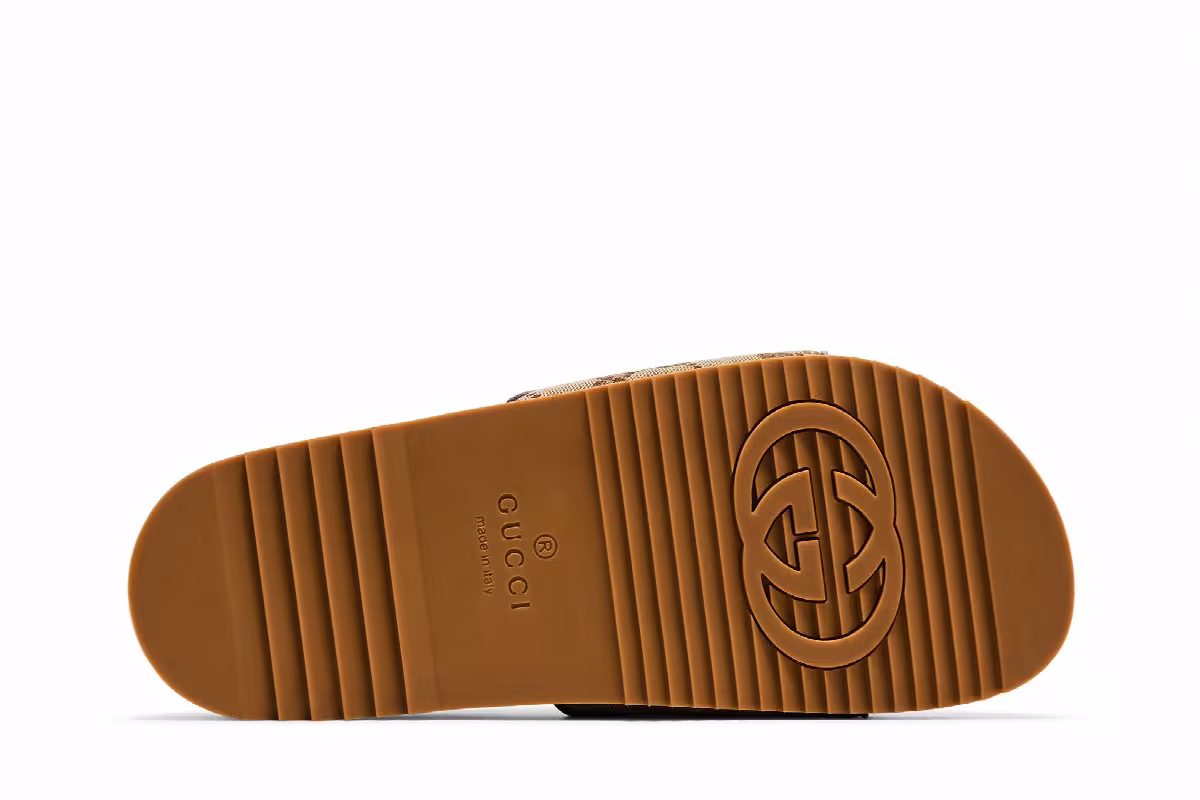 Gucci GG Canvas Slide Sandal Beige Monogram, view 5