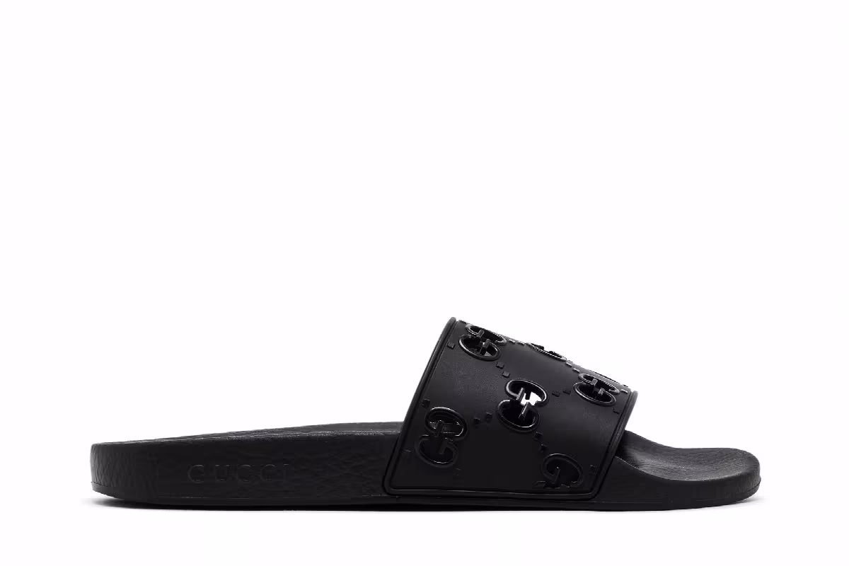 Gucci Women's Rubber GG Slide Black, view 2