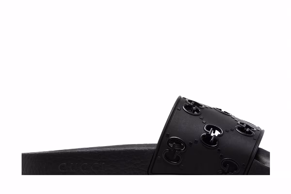Gucci Women's Rubber GG Slide Black, view 3