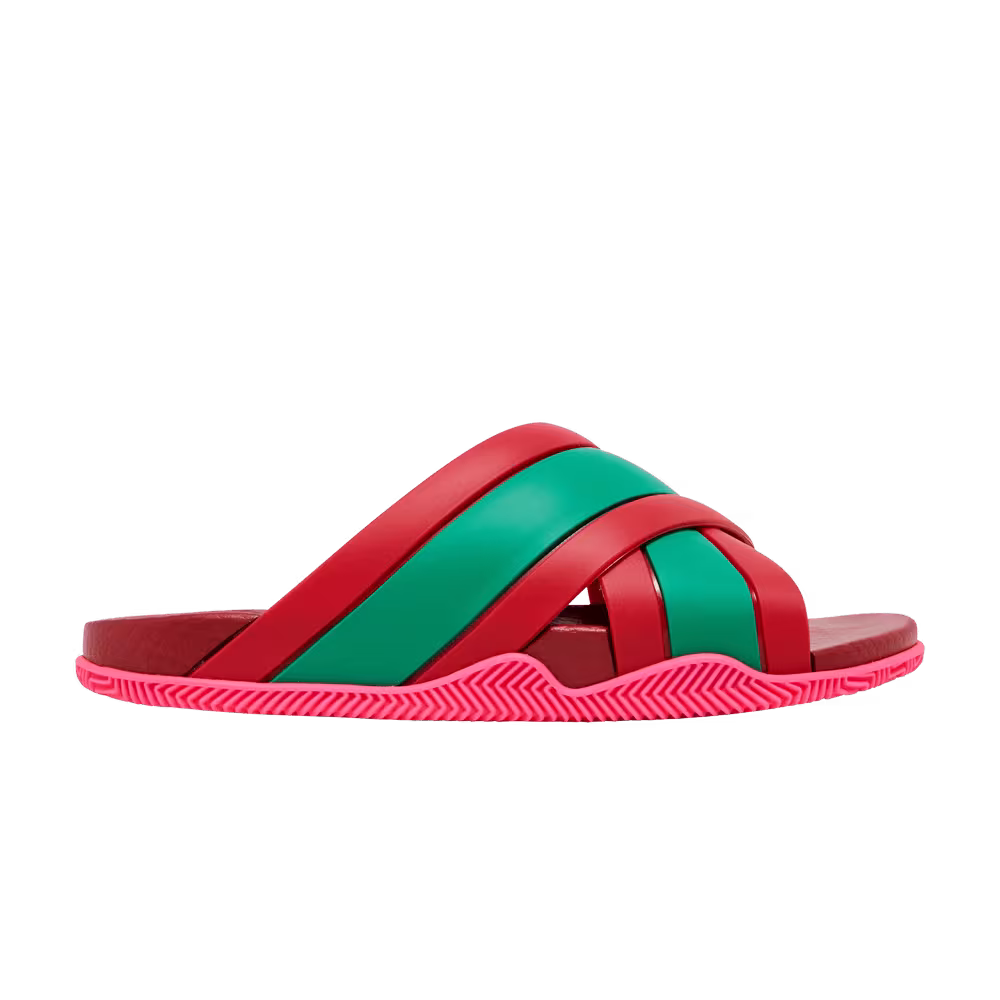 Gucci Women's Web Stripe Slide Sandal Coral