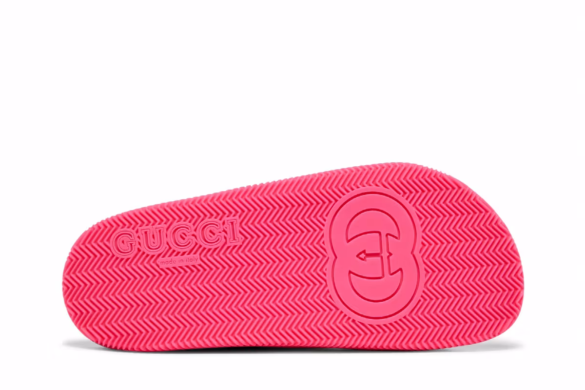 Gucci Women's Web Stripe Slide Sandal Coral, view 5