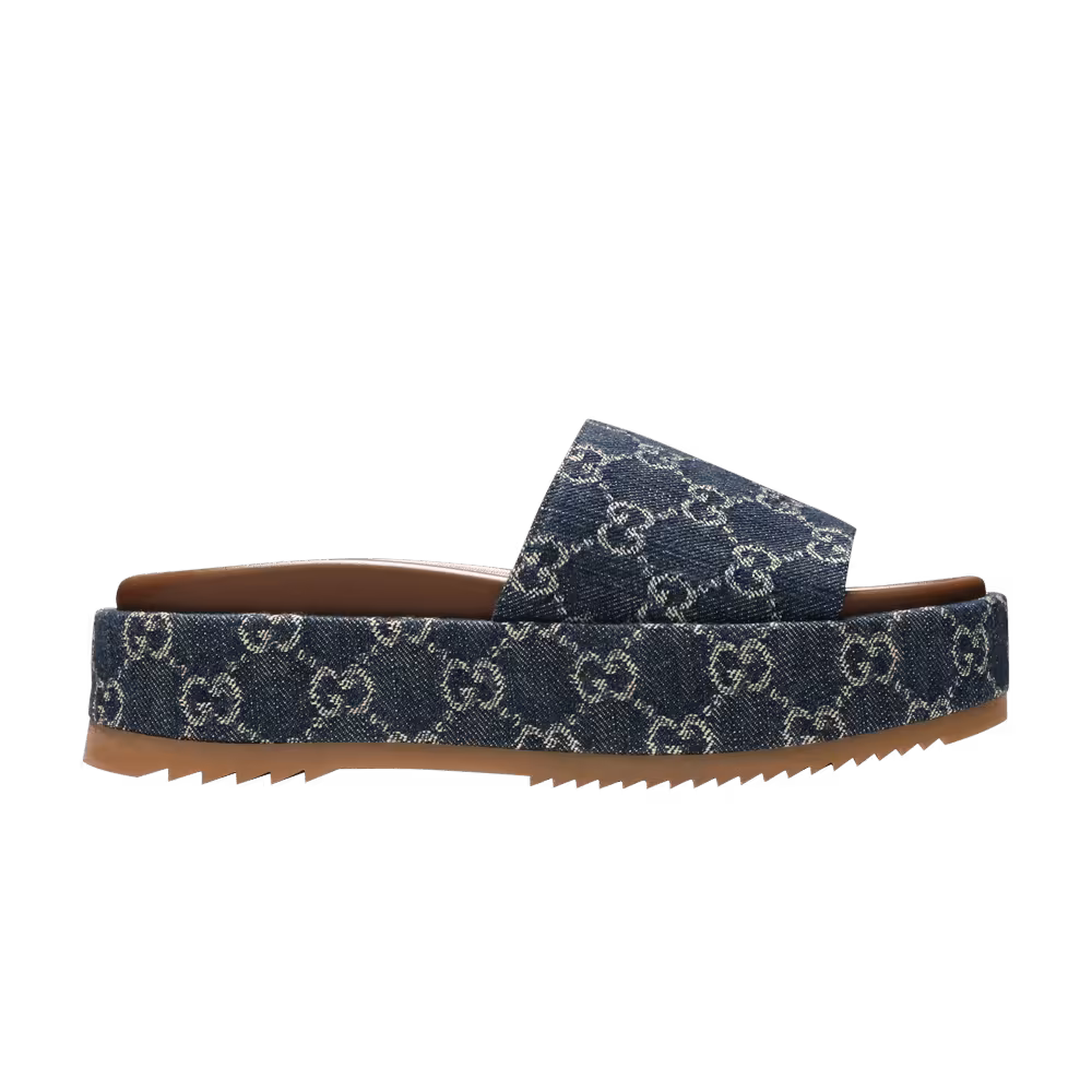 Gucci Women's Platform Slide Sandal Allover GG Denim