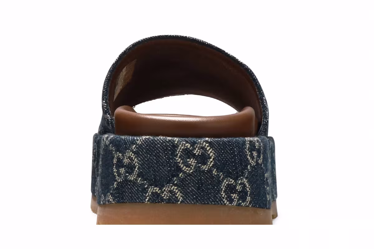 Gucci Women's Platform Slide Sandal Allover GG Denim, view 8