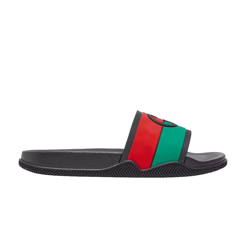 Gucci Slide Interlocking G - Black Red Green