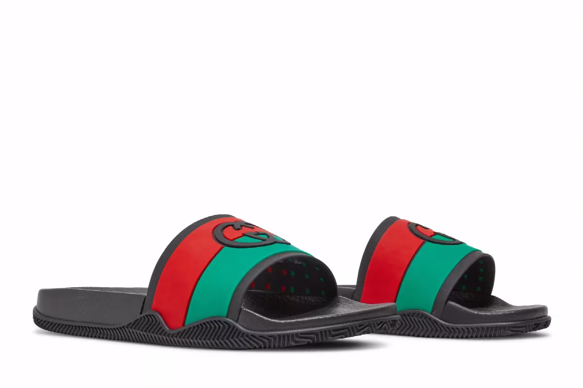Gucci Slide Interlocking G - Black Red Green, view 9