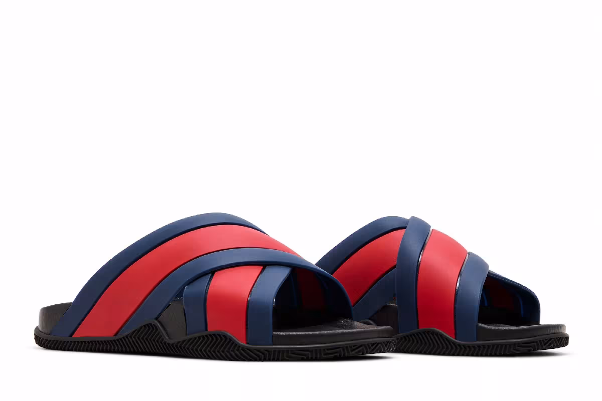 Gucci GG Slide Sandal Blue Red, view 9