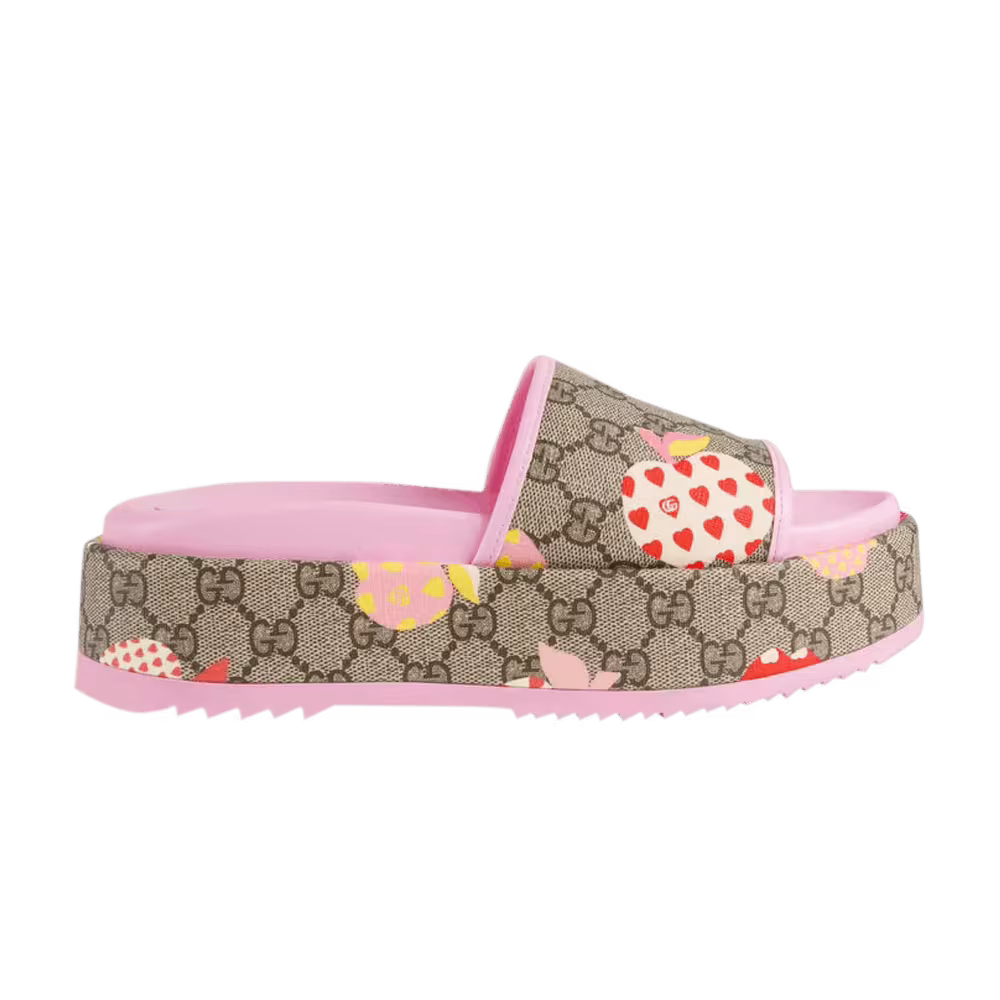 Gucci Women's Rubber GG Slide Les Pommes