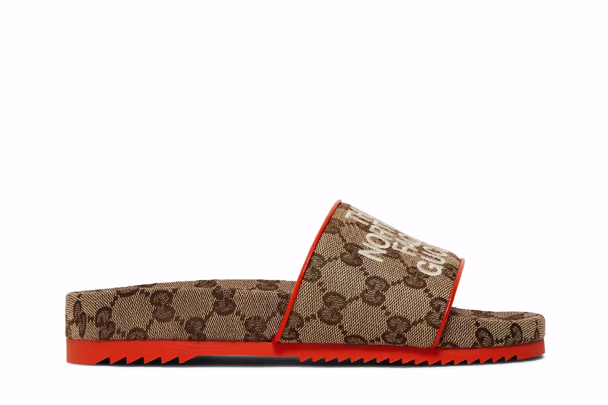 The North Face x Gucci Women's Slide Beige Orange Monogram, view 2