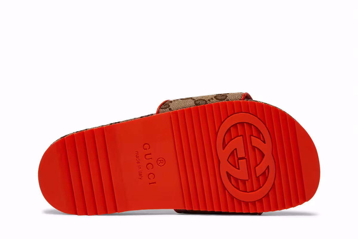 The North Face x Gucci Women's Slide Beige Orange Monogram, view 5