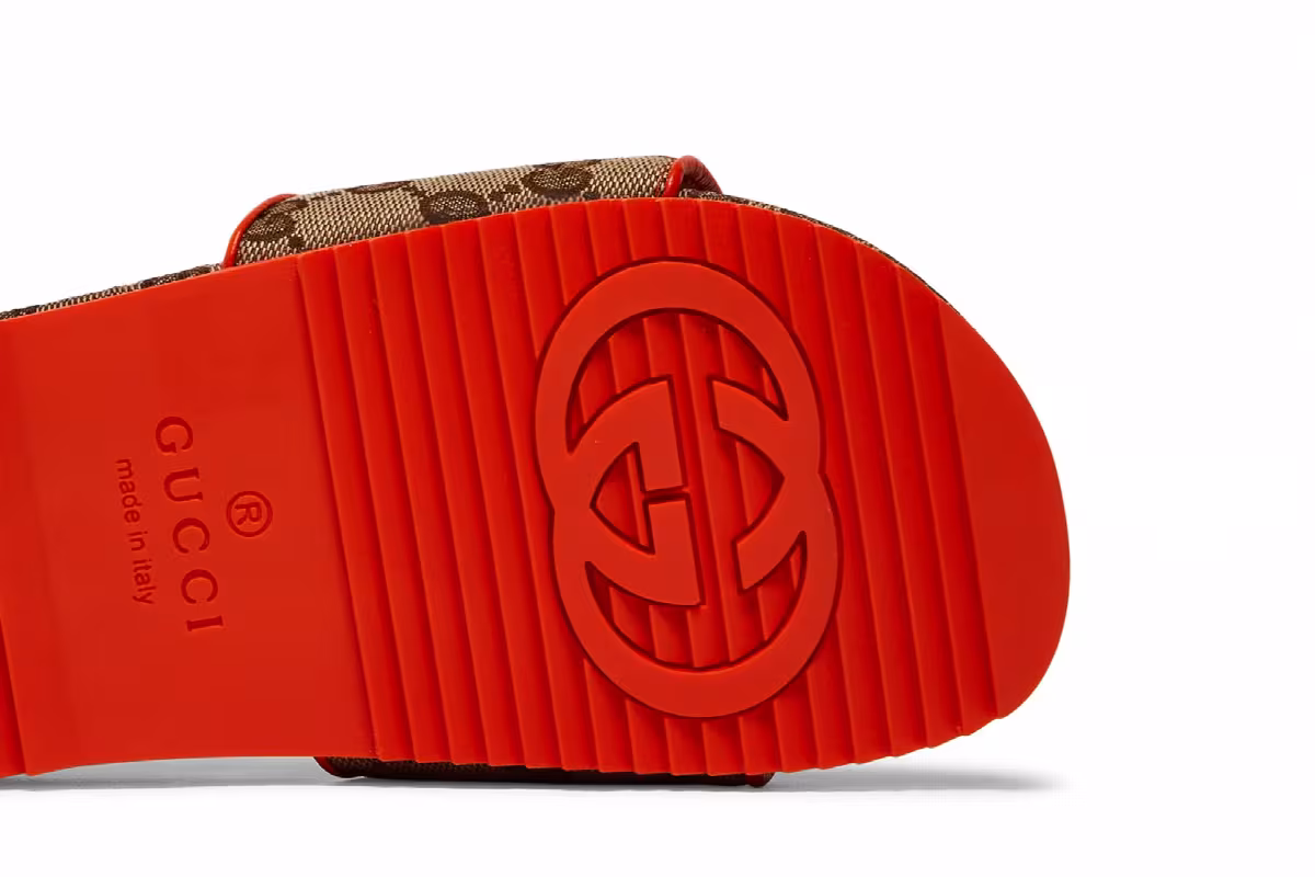 The North Face x Gucci Women's Slide Beige Orange Monogram, view 6