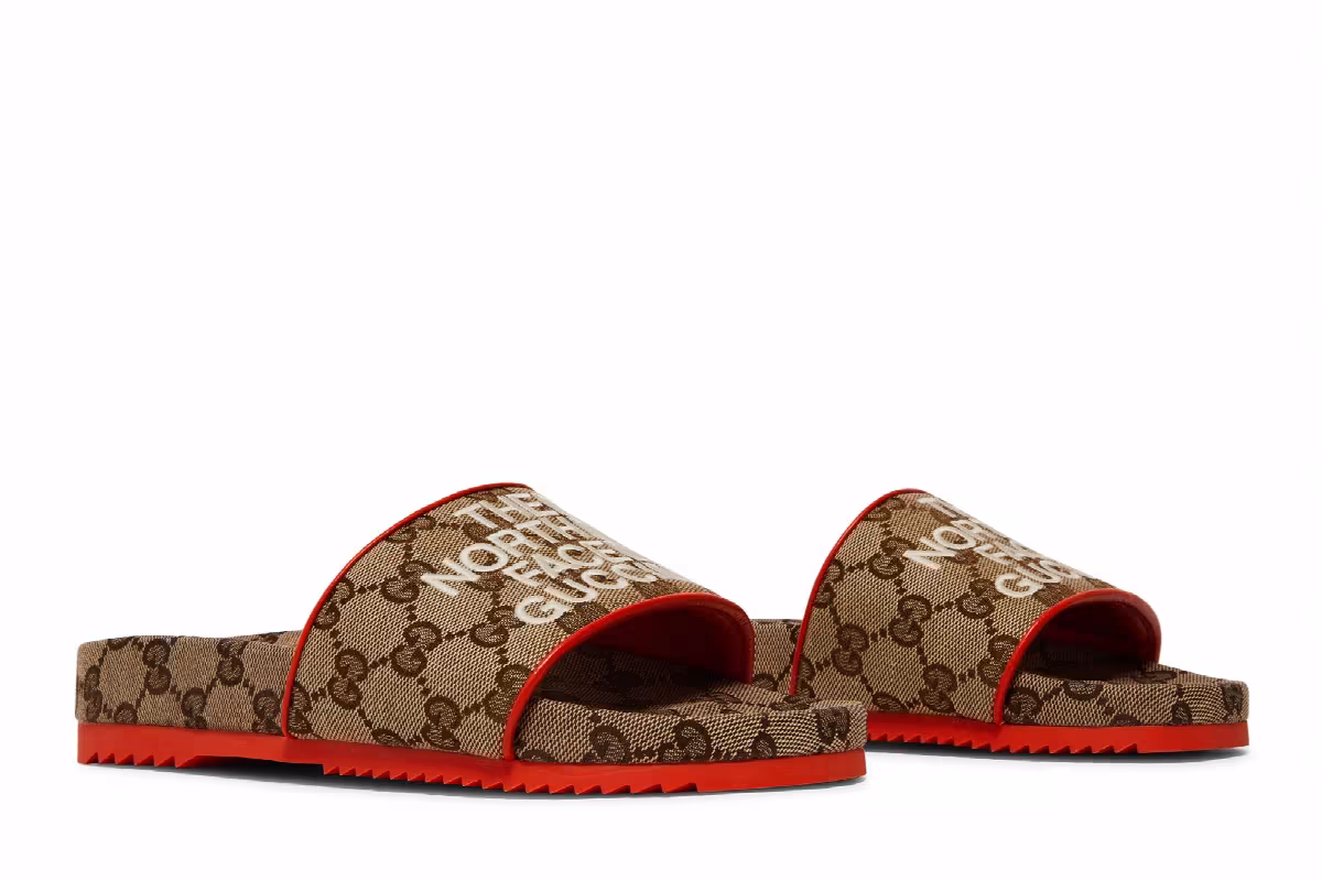 The North Face x Gucci Women's Slide Beige Orange Monogram, view 9