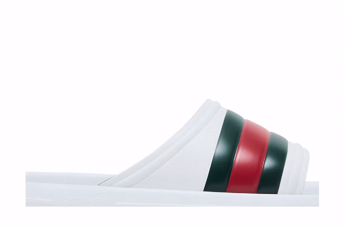 Gucci Web Slide Sandal White Green Red, view 3