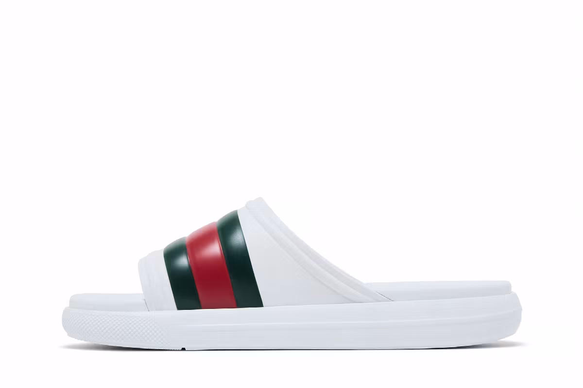Gucci Web Slide Sandal White Green Red, view 4