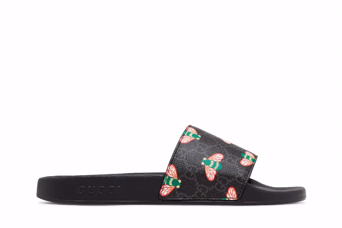 Gucci GG Supreme Slide Bee Print, view 2