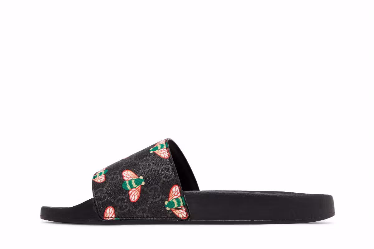 Gucci GG Supreme Slide Bee Print, view 4
