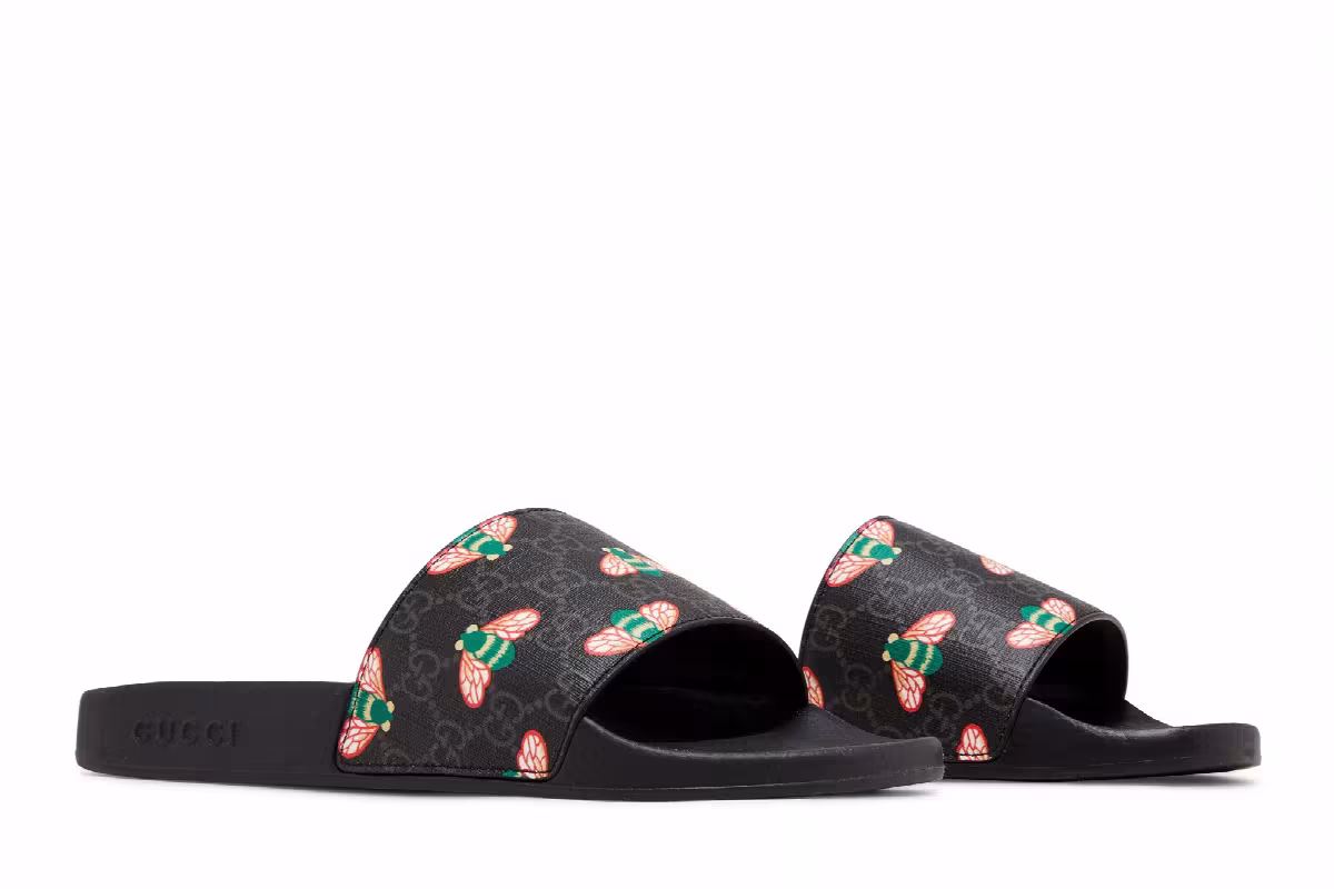 Gucci GG Supreme Slide Bee Print, view 9
