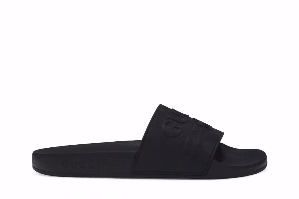 Gucci Women's Logo Rubber Slide Black, view 2
