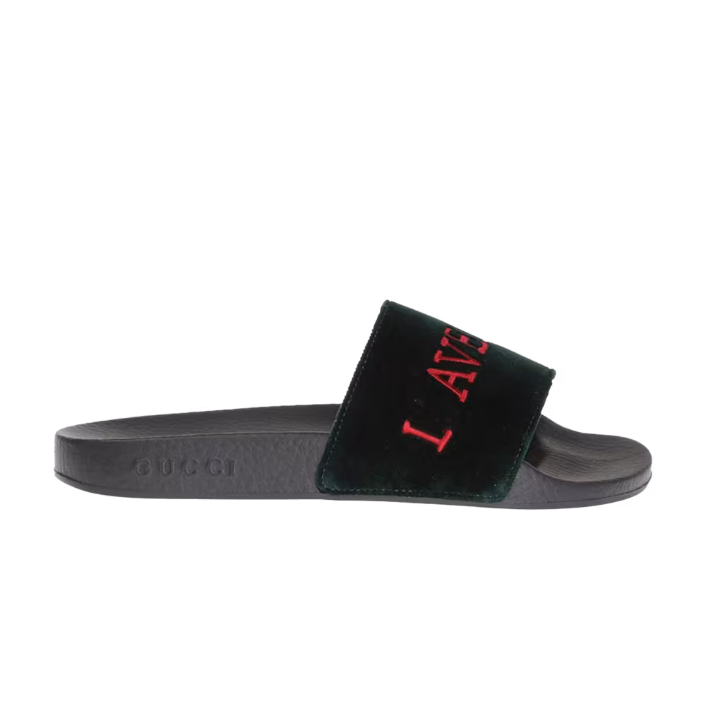 Gucci Velvet Slides L'aveugle Par Amour - Black