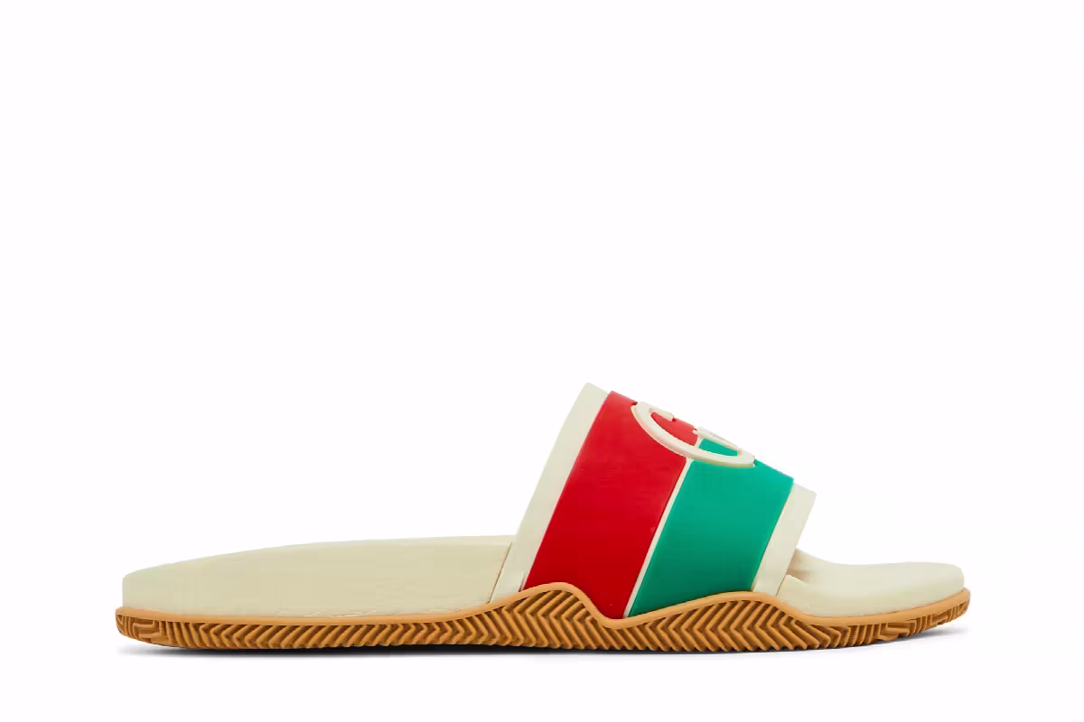 Gucci Women's Slide Interlocking G - White Red Green, view 2