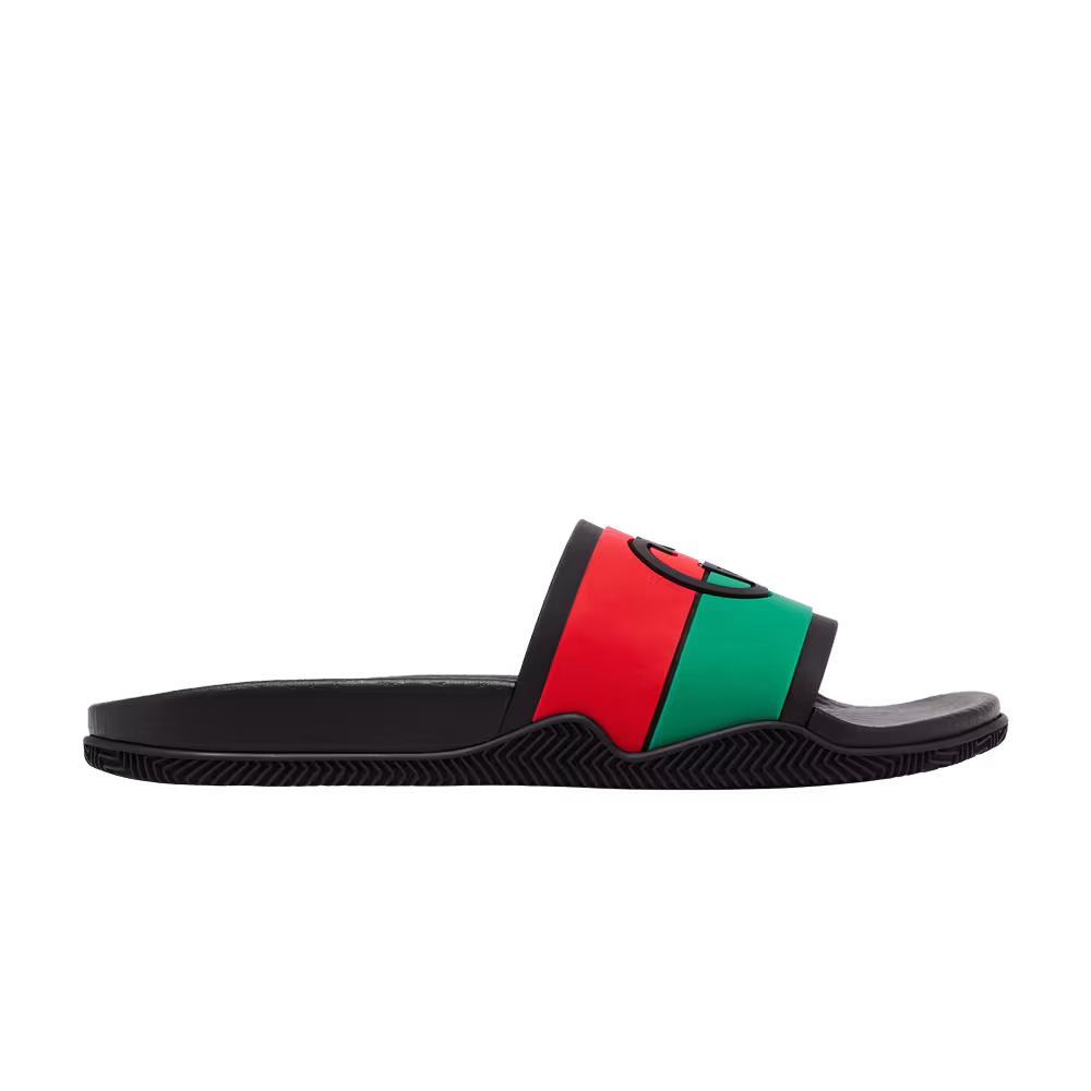 Gucci Women's Slide Interlocking G - Black Red Green