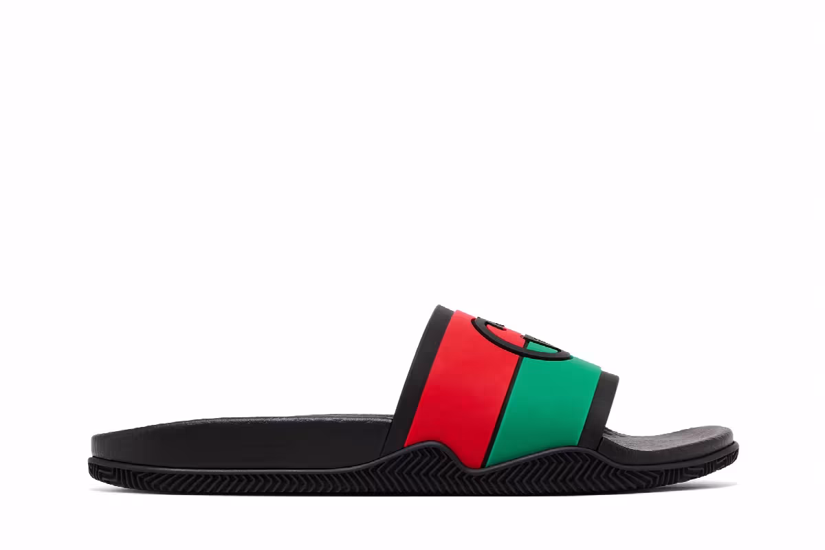 Gucci Women's Slide Interlocking G - Black Red Green, view 2