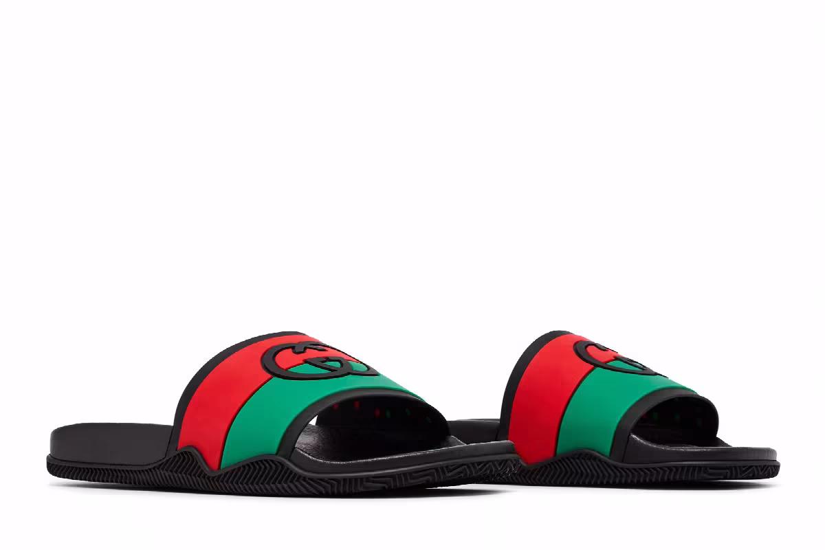 Gucci Women's Slide Interlocking G - Black Red Green, view 9