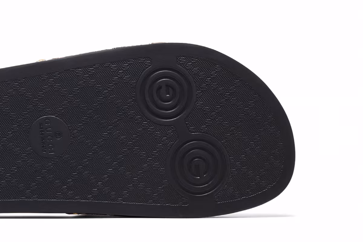 Gucci Pursuit 72 Knit Slide Brown Gold, view 6