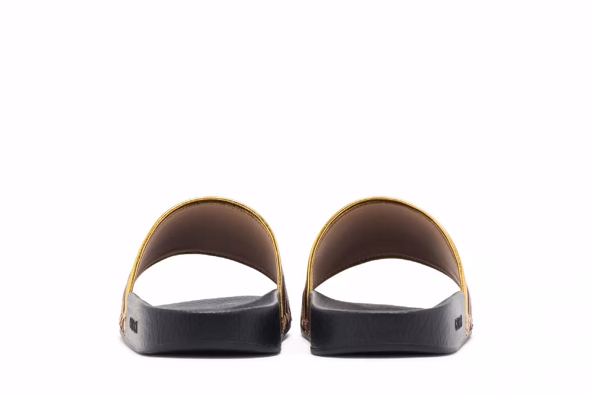 Gucci Pursuit 72 Knit Slide Brown Gold, view 7