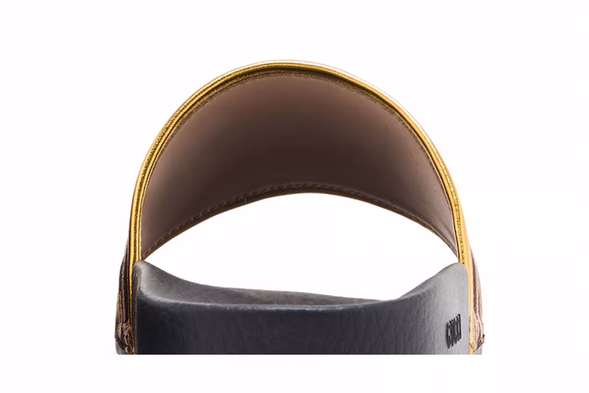Gucci Pursuit 72 Knit Slide Brown Gold, view 8