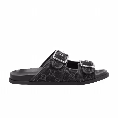 Gucci Slide Sandal With Buckles 'Black GG Denim'