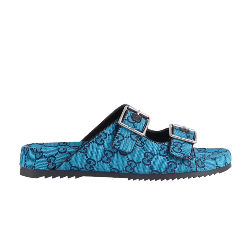 Gucci Slide Sandal Strap Light Blue Monogram