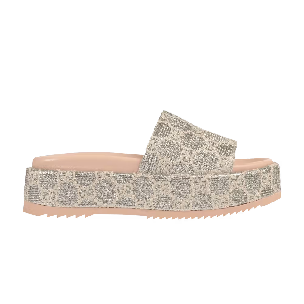 Gucci Women's GG Lame Slide Sandal Silver