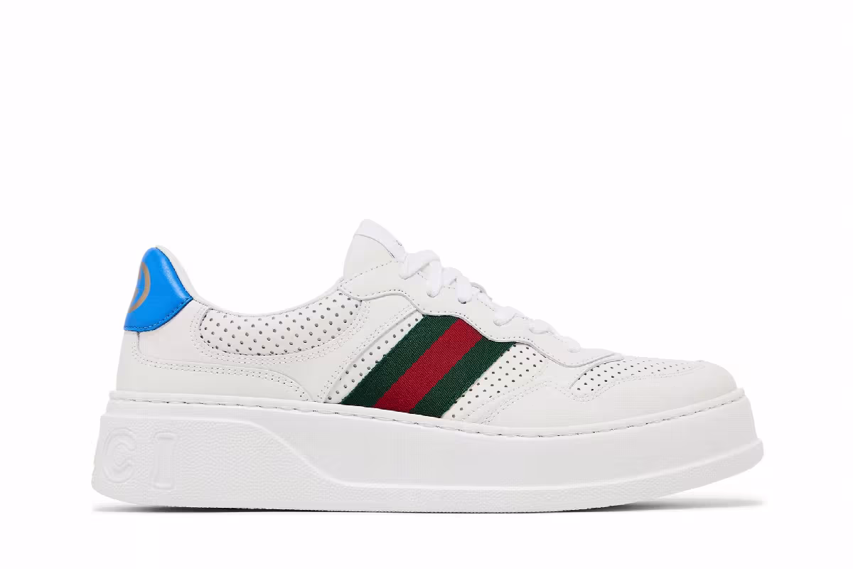 Gucci Women's Chunky GG Web Sneaker White Blue, view 2