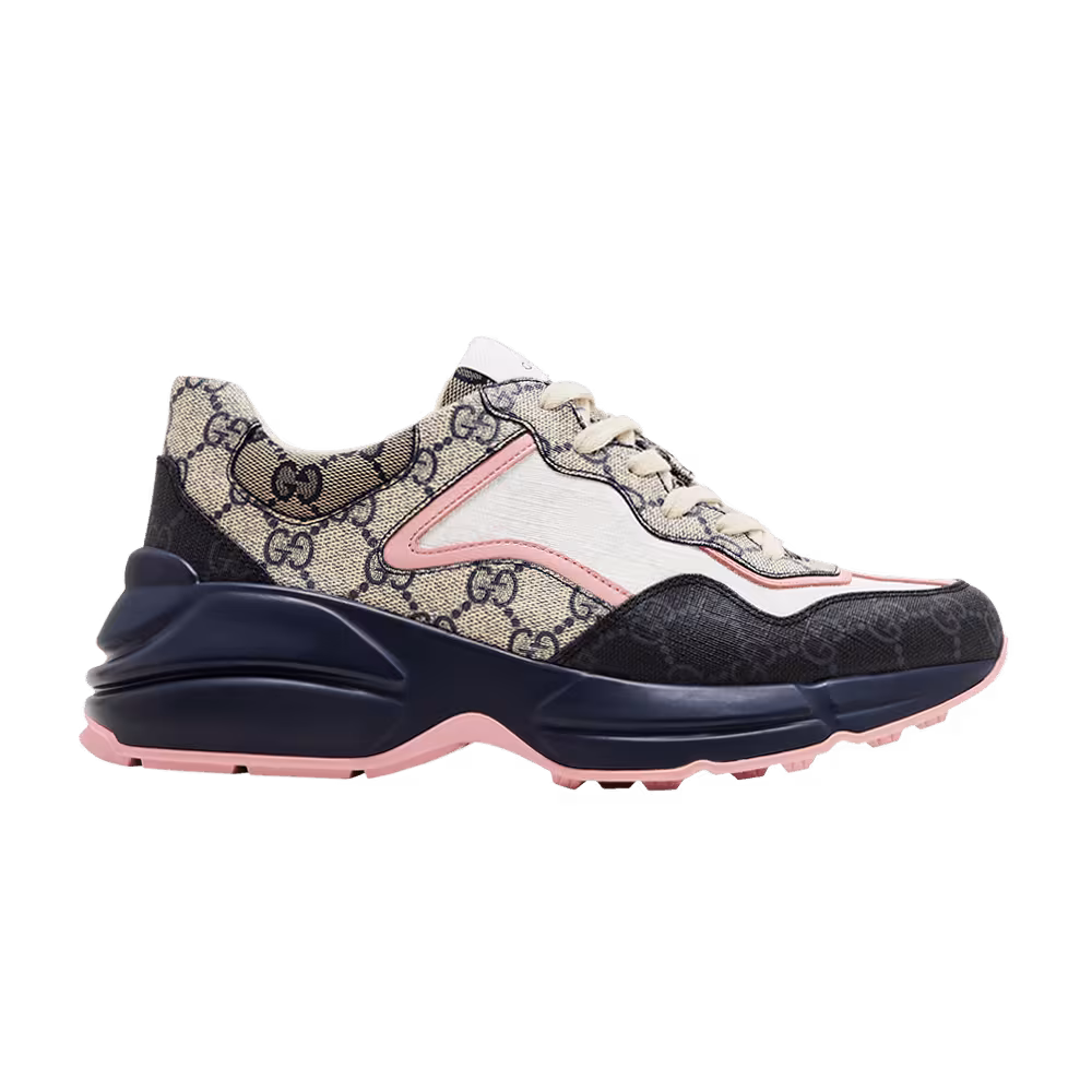 Gucci Women's Rhyton Sneaker Beige Blue Monogram
