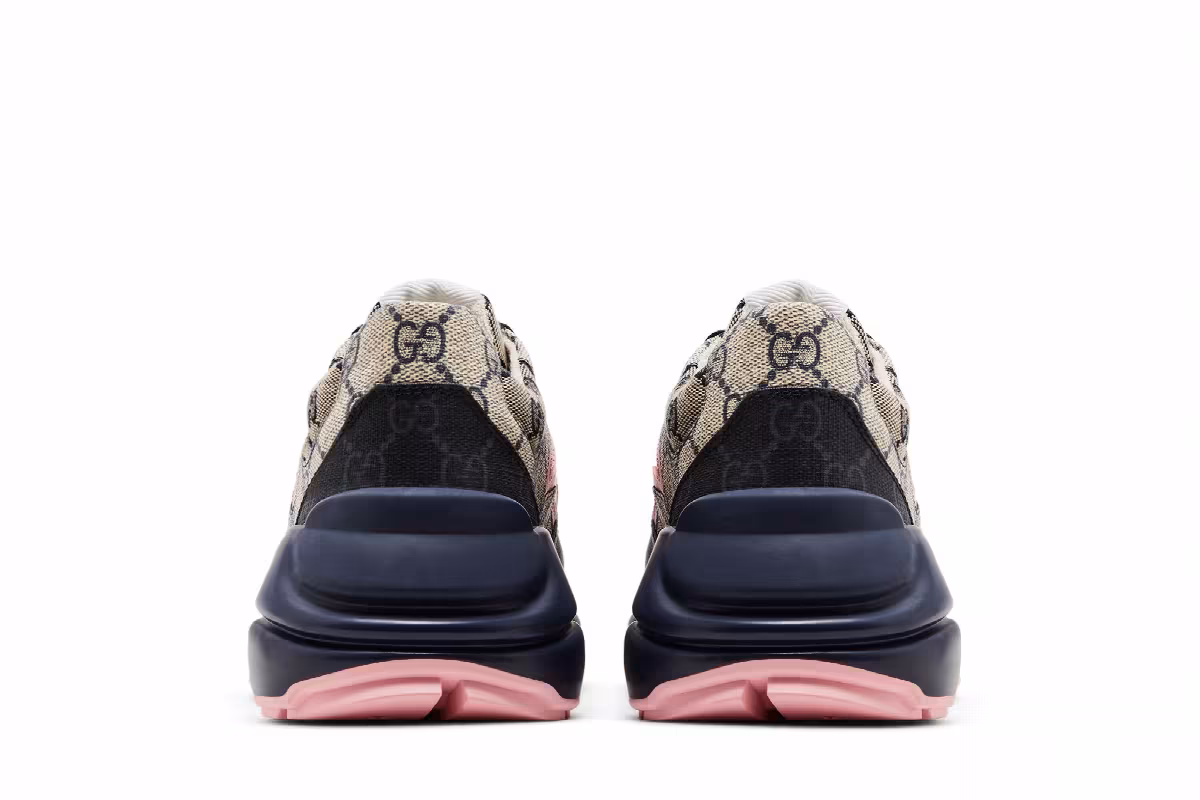 Gucci Women's Rhyton Sneaker Beige Blue Monogram, view 7