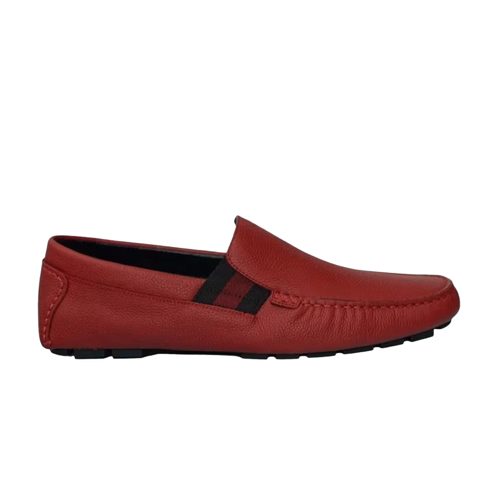 Gucci Soft Leather Driving Loafer Rosso Ancora