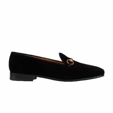 Gucci Gallipoli Horsebit Velvet Loafers 'Black'