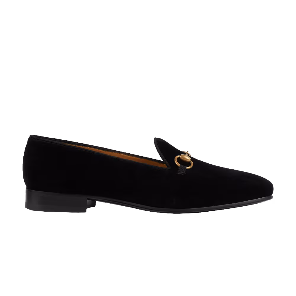 Gucci Gallipoli Horsebit Velvet Loafers Black