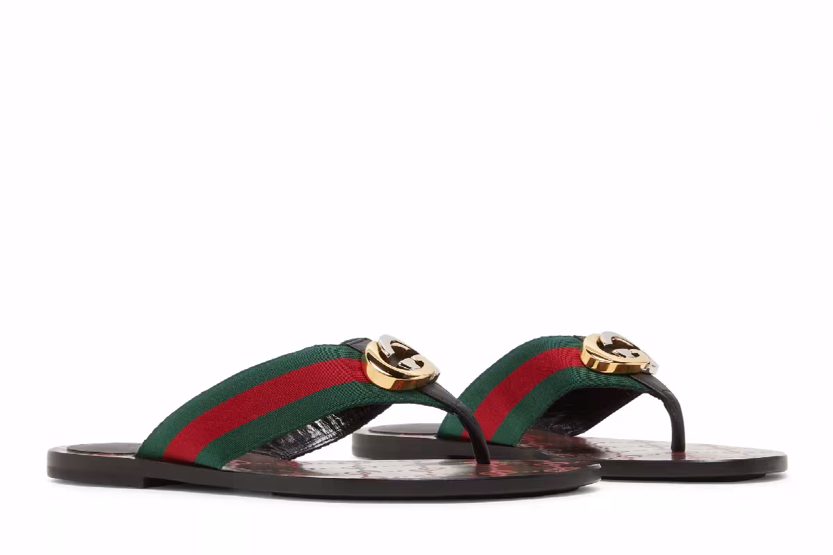 Gucci Women's GG Web Sandal Black, view 9