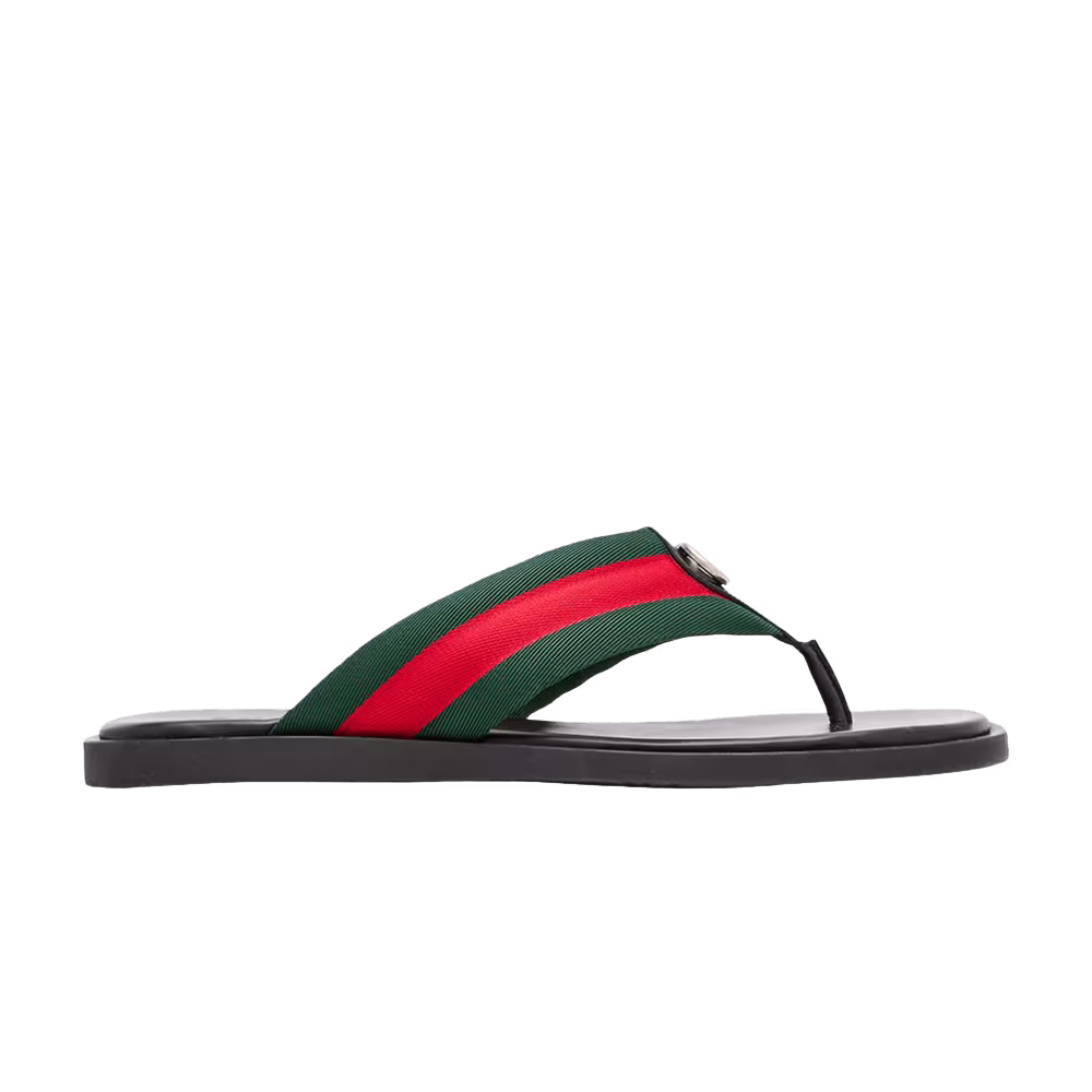 Gucci Thong Sandal With Interlocking G Web Black