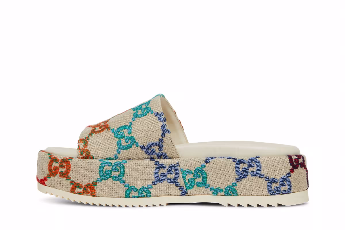 Gucci Women's Platform Sandal White Multi, view 4