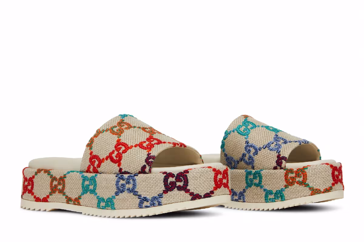 Gucci Women's Platform Sandal White Multi, view 9