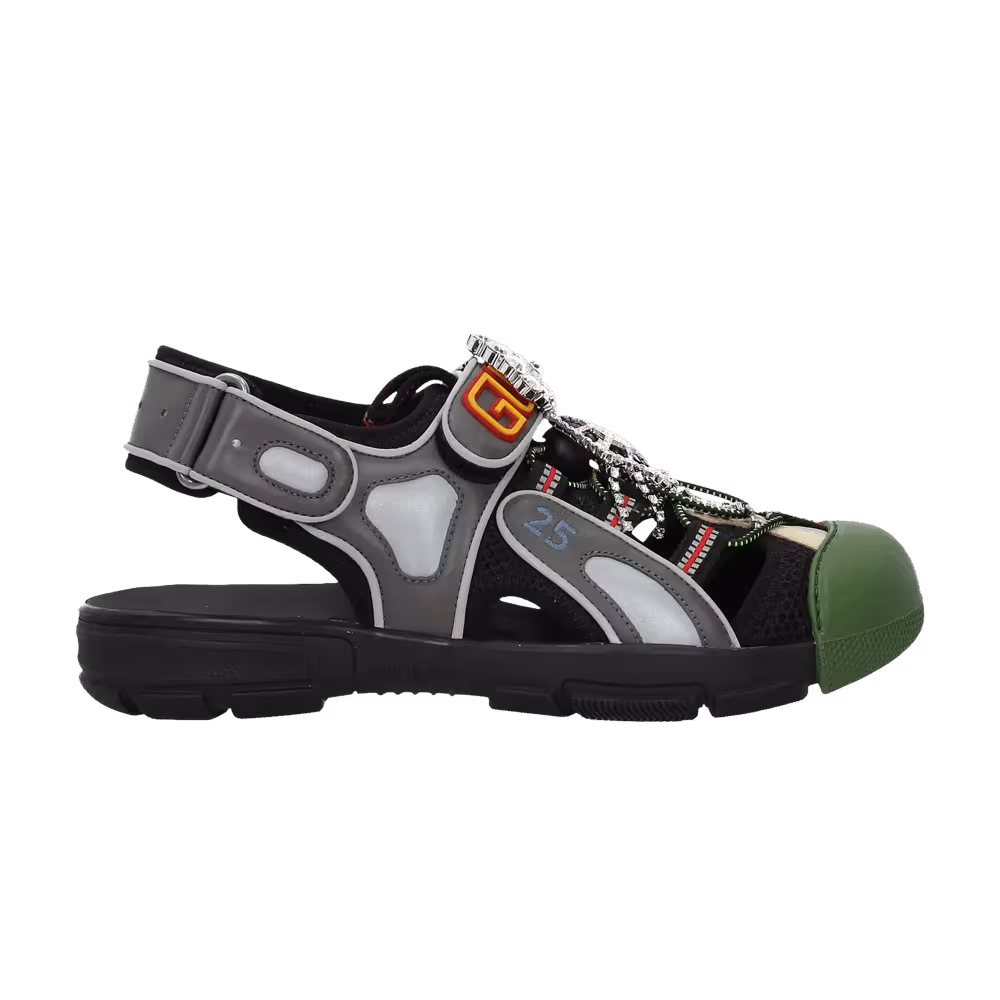 Gucci Women's Tinsel Sport Sandals Crystal Grey