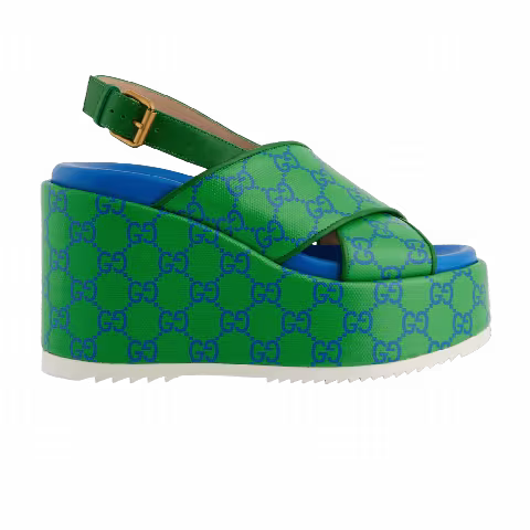 Gucci Wmns GG Supreme Platform Sandal 'Green Blue'