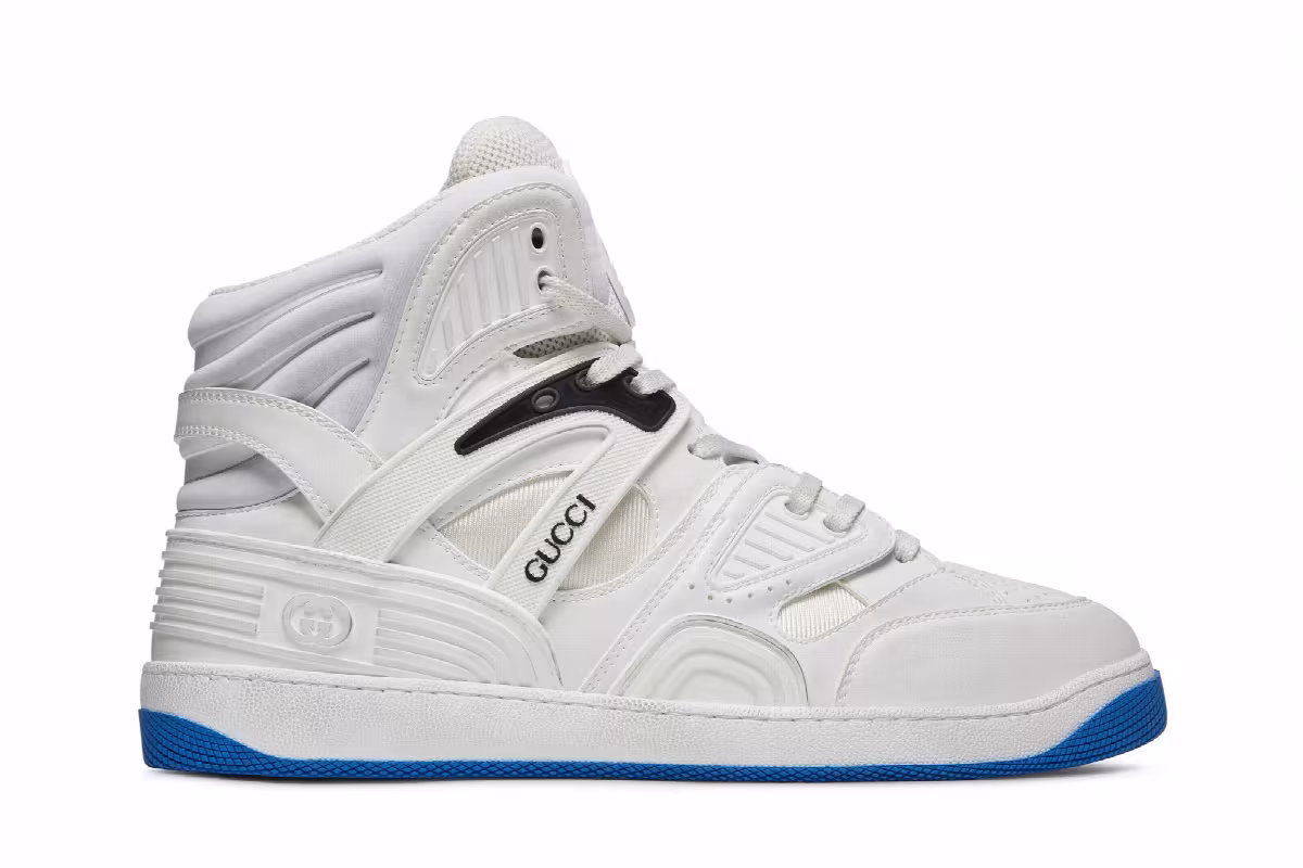 Gucci Basket High Sneaker White Blue, view 2