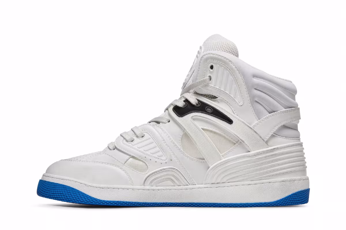 Gucci Basket High Sneaker White Blue, view 4