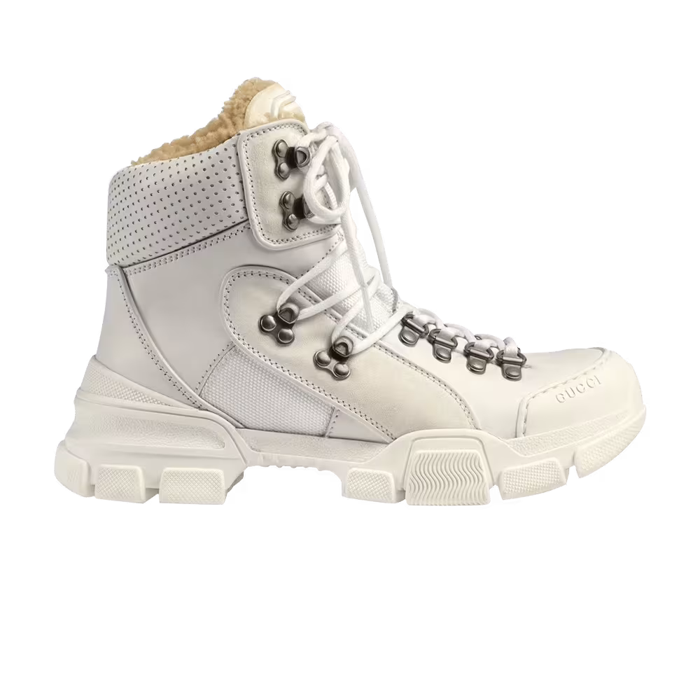 Gucci Women's Flashtrek High Faux Shearling - White