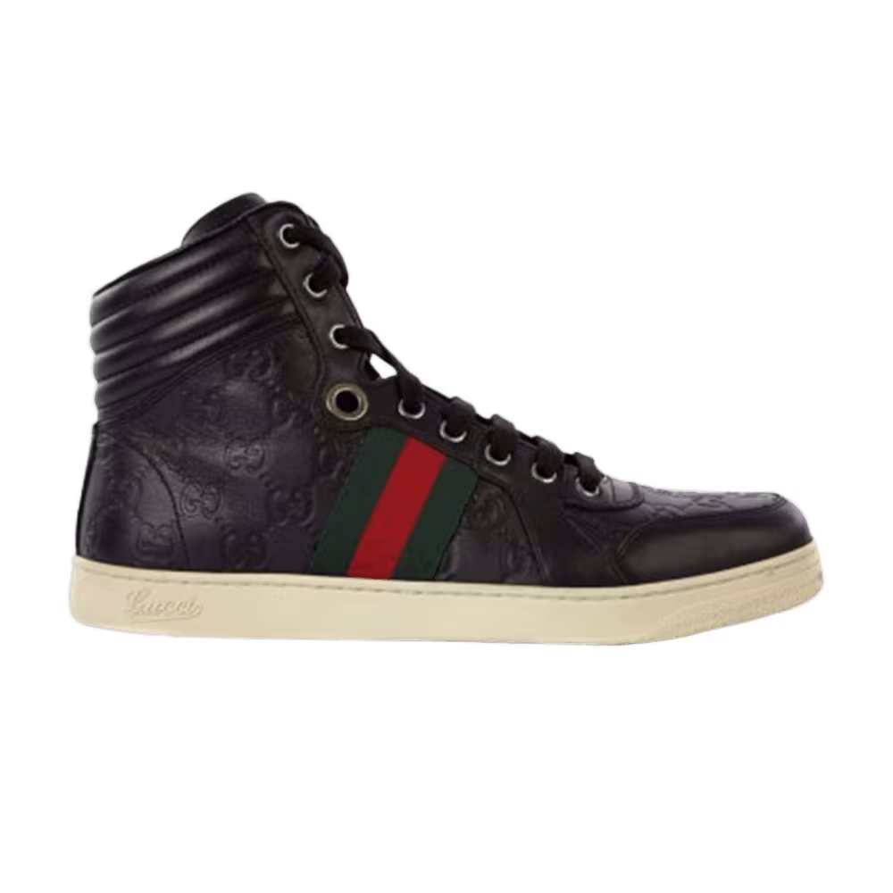 Gucci Guccissima Web Leather Hi Top Black