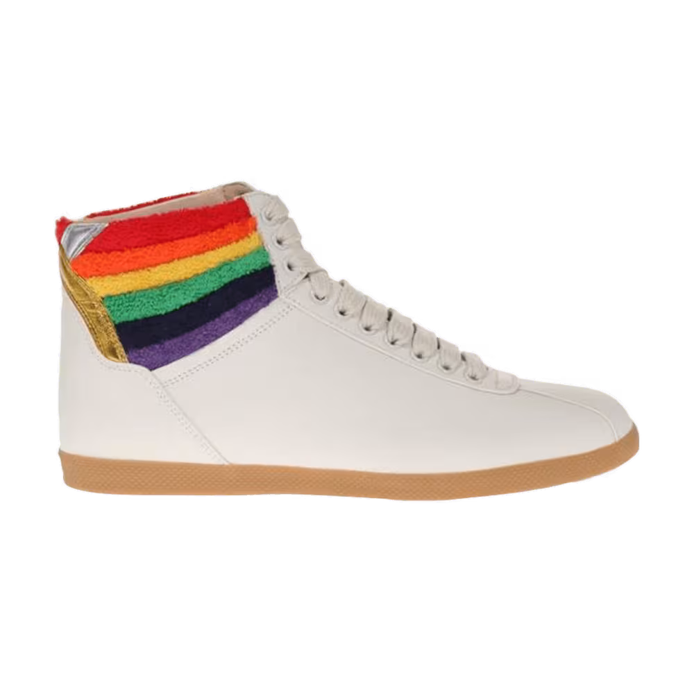 Gucci Lace Up High Top Rainbow Heel Collar